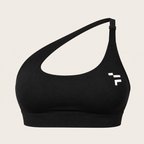 A black one-shoulder sports bra 